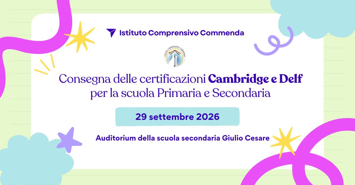 Consegna delle Certificazioni Cambridge e DELF – 29 settembre
